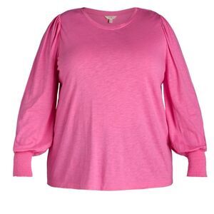 Terra & Sky Women’s Plus Size Knit Top with Long Blouson Sleeves Size 4X